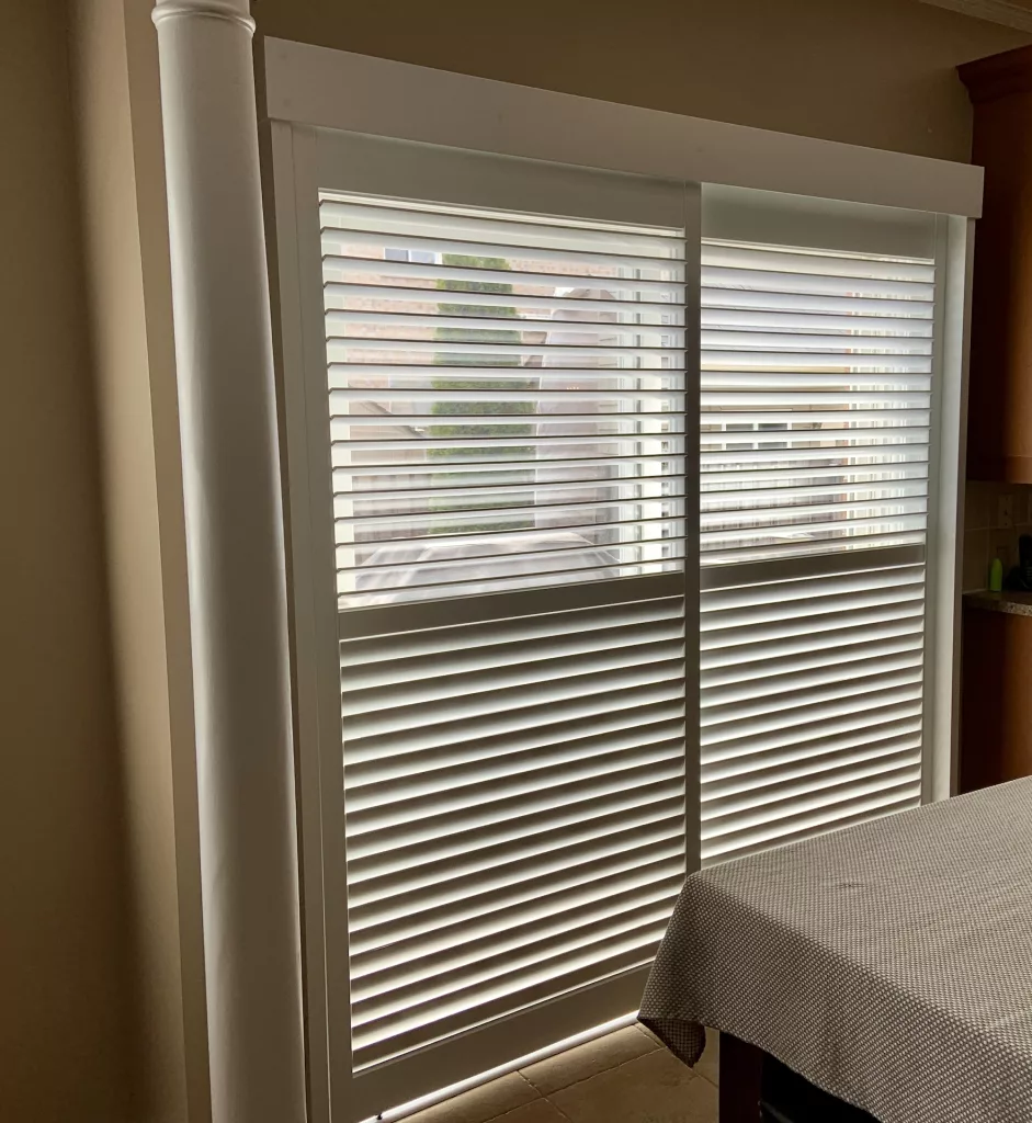 Sliding door with ShutterLux PVC California Shutters - exit to patio