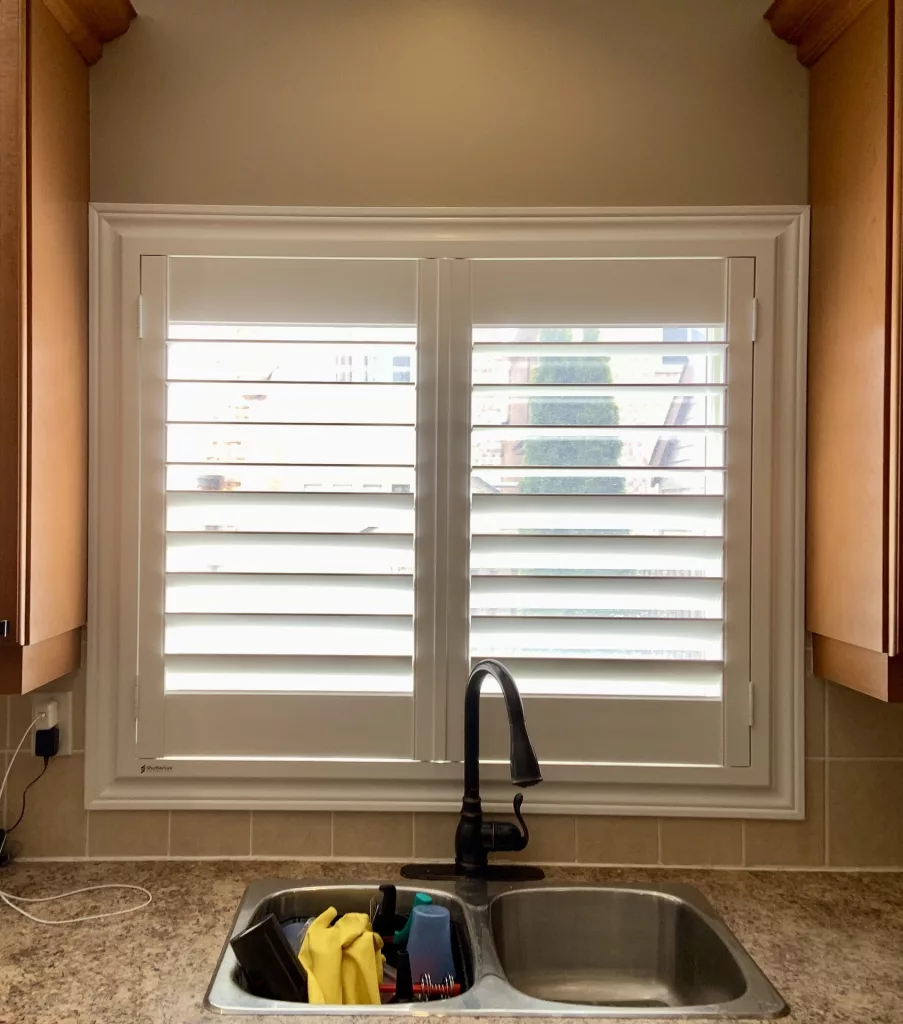 Kitchen Windows with ShutterLux PVC California Shutters