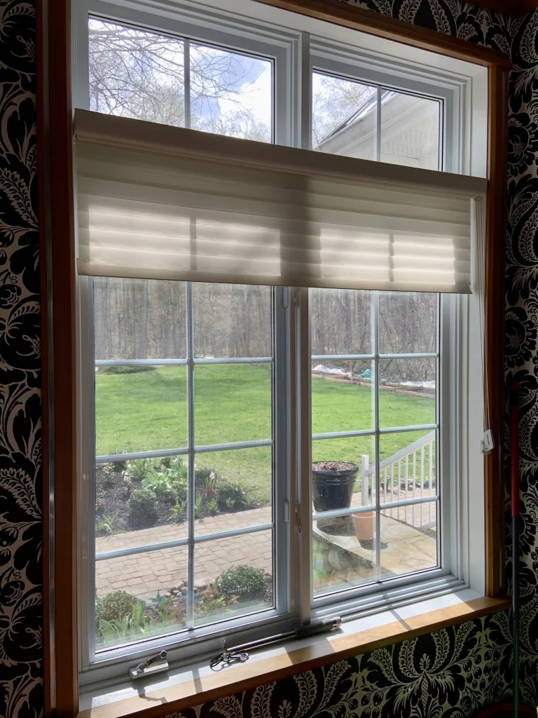 Washroom with customized California shutters