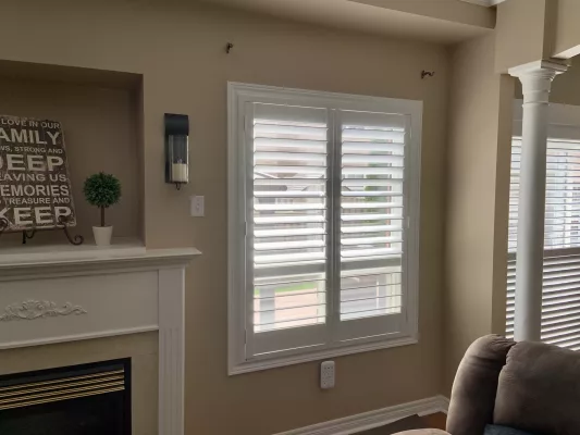 Living room ShutterLux California shutters - Right side