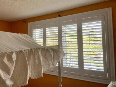 Bedroom Window with PVC california shutters by ShutterLux Scarborough